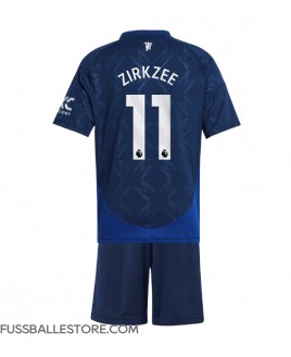 Günstige Manchester United Joshua Zirkzee #11 Auswärts Trikotsatzt Kinder 2024-25 Kurzarm (+ Kurze Hosen)